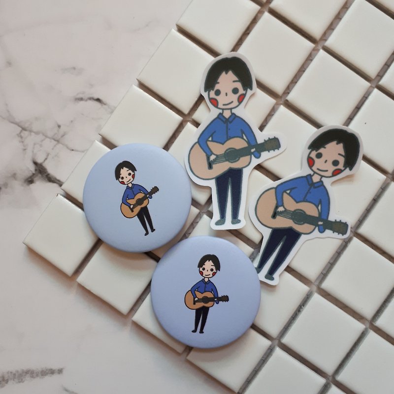【CHIHHSIN Xiaoning】Guitar Boy Badge / Sticker - Brooches - Plastic 