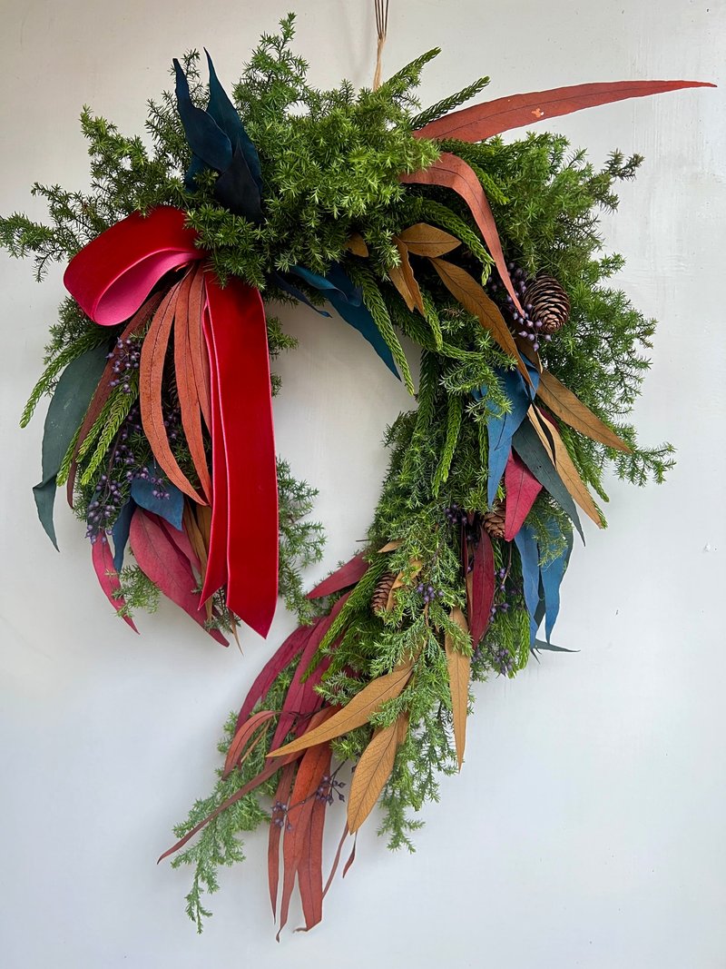 意大利永生尤加利聖誕花圈 - 乾燥花/永生花 - 植物．花 多色