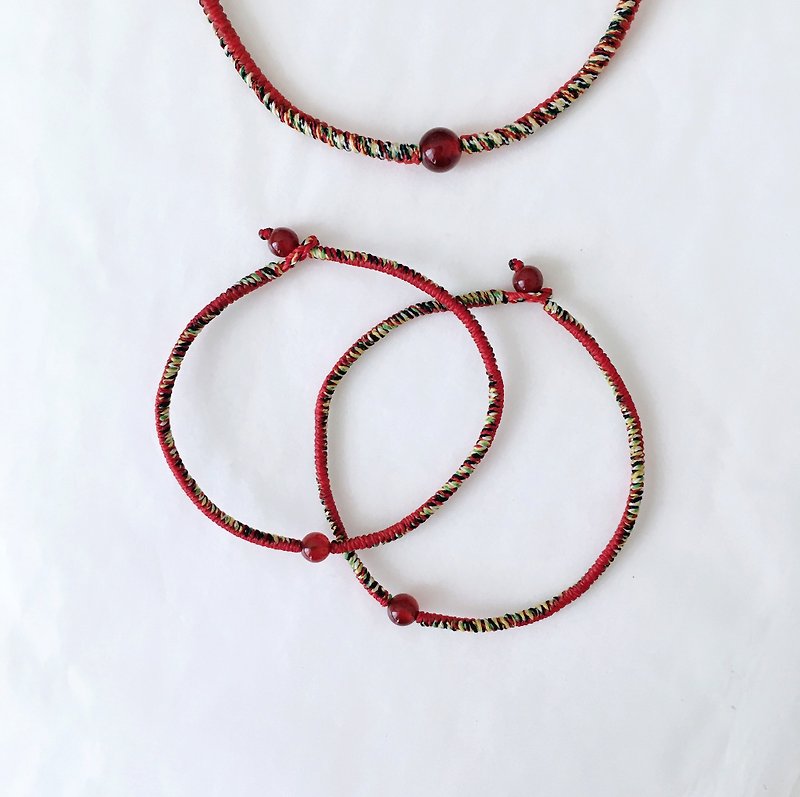 Red agate,red agate bracelet,red string bracelet,wish bracelet - สร้อยข้อมือ - วัสดุอื่นๆ สีแดง