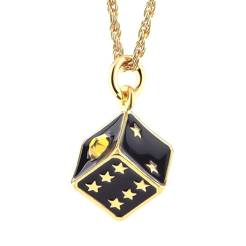 Game Dice Chain Swarovski Dice Necklace - Necklaces - Other Metals Gold