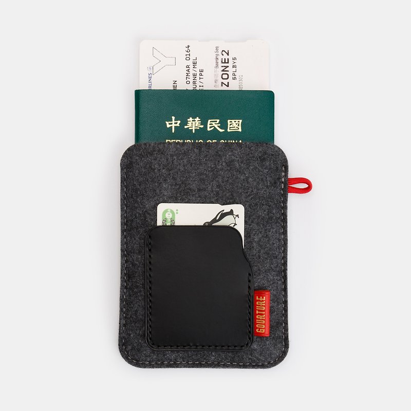 GOURTURE - Traveling abroad passport holder/passport cover double layer [Zomo black] - Passport Holders & Cases - Genuine Leather Black