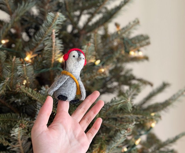 ペンギンさんのクリスマスオーナメント 羊毛フェルト-