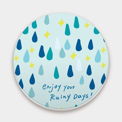 PIXO.STYLE 藍色雨滴 Rainy Days 陶瓷吸水杯墊 009