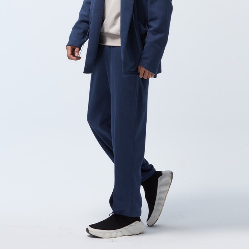 Reboot - Soho Waffle Slit Tapered Pants - Badge Blue - Men's Pants - Polyester Blue