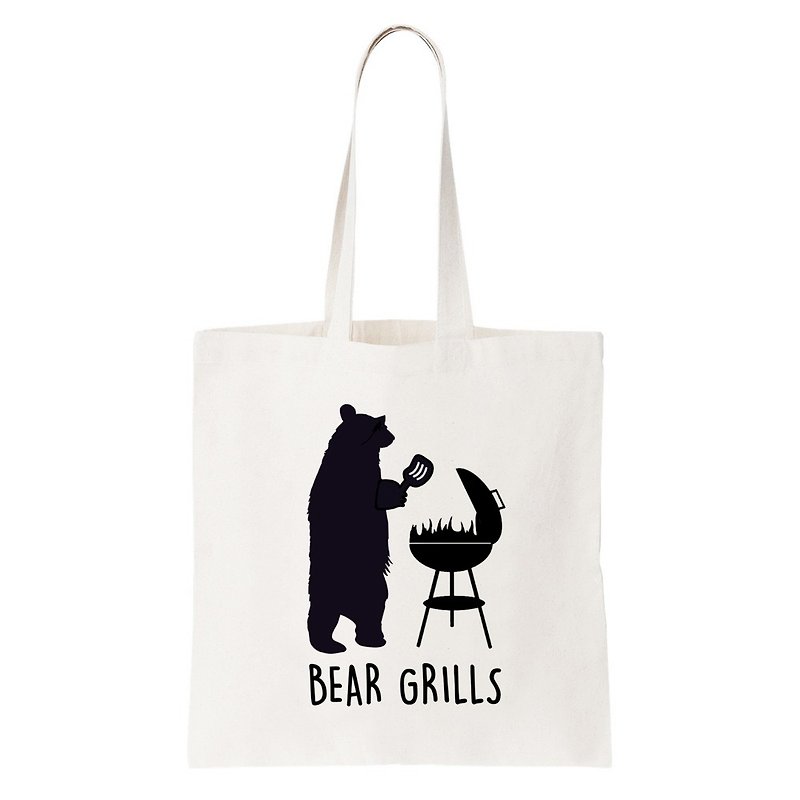 BEAR GRILLS TOTE BAG - Handbags & Totes - Other Materials White
