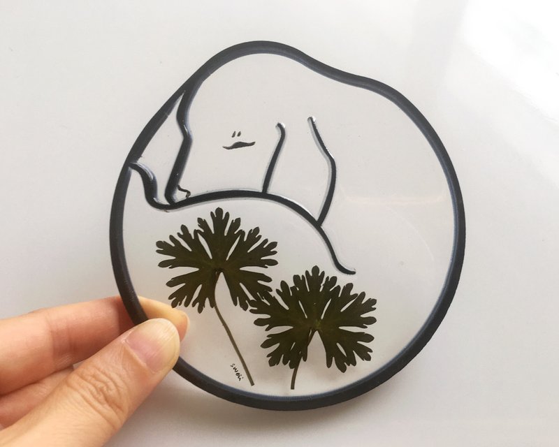 狗狗 壓花 杯墊及飾物盤  二用多功能設計 接單定製 - 杯墊 - 樹脂 綠色