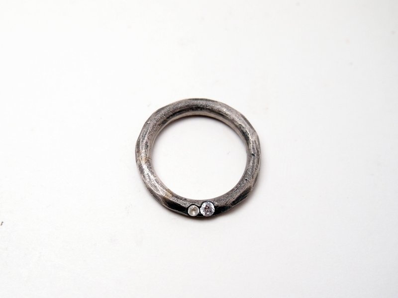 Coal Series  #a226  Gemstone Melted Rock Ring - แหวนทั่วไป - เงิน สีเงิน