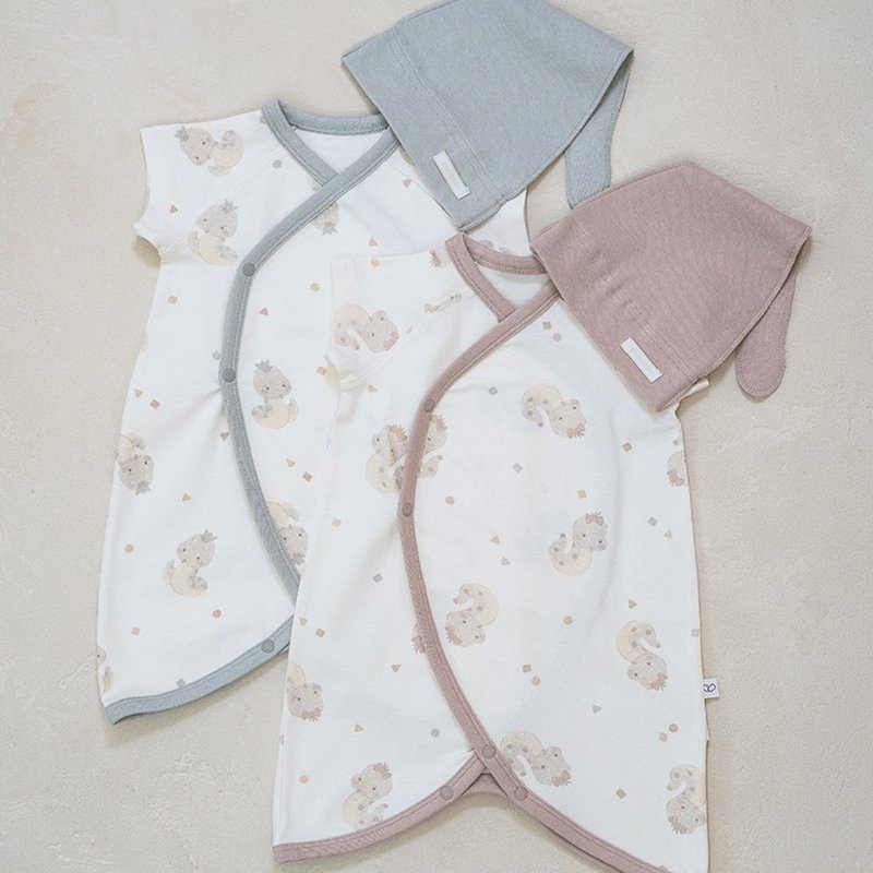 韓國短袖可愛拼色卡通蛇圖案新生兒套裝 •Nernar Newborn Set• - 包屁衣/連身衣 - 棉．麻 