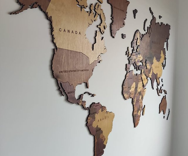 Wooden World Map Wall Art
