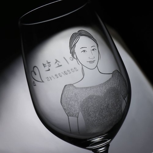 MSA玻璃雕刻 (一對價)425cc【韓國夫妻好友】(寫實版)結婚肖像客製酒杯