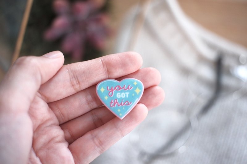 You Got This Heart Handmade Pin - 徽章/別針 - 樹脂 