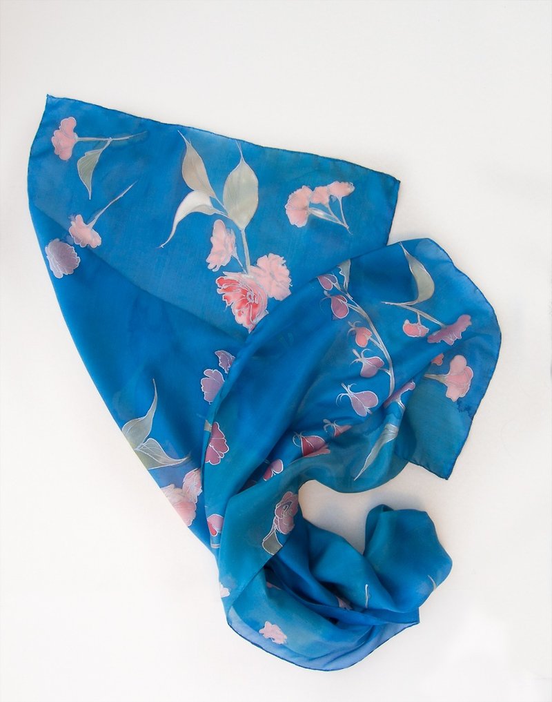 Cobalt blue silk scarf - Cherry blossom - Scarves - Silk Blue