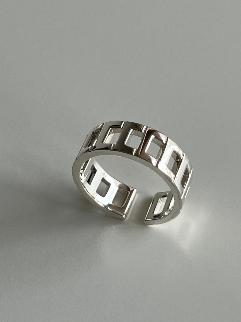 925 Sterling Silver Chain Open Ring - Designed in Italy - แหวนทั่วไป - เงินแท้ สีเงิน