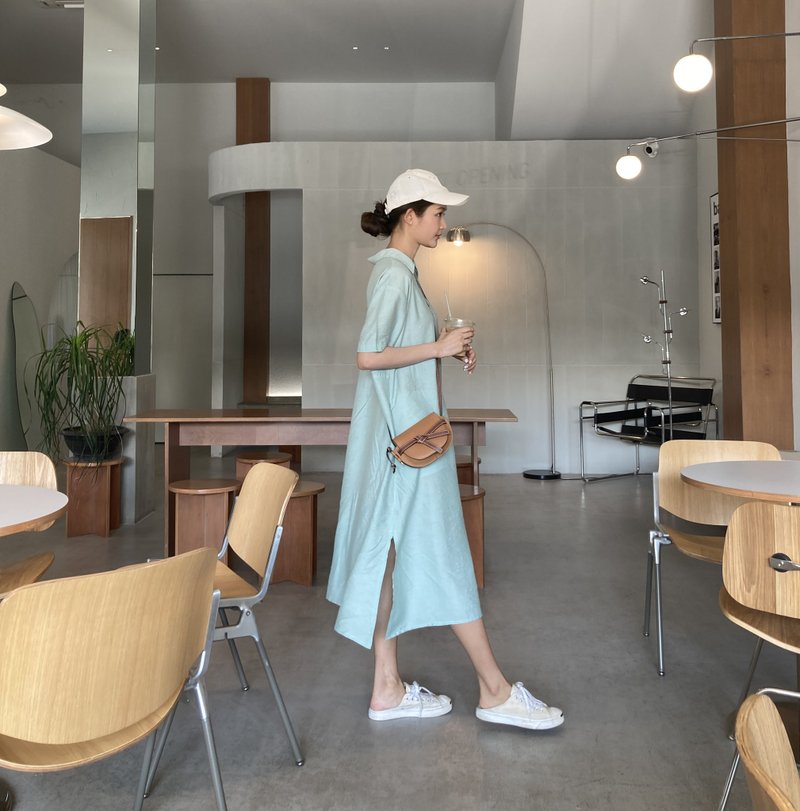 Gardenia Dress - Mint (with lining) - 洋裝/連身裙 - 棉．麻 綠色