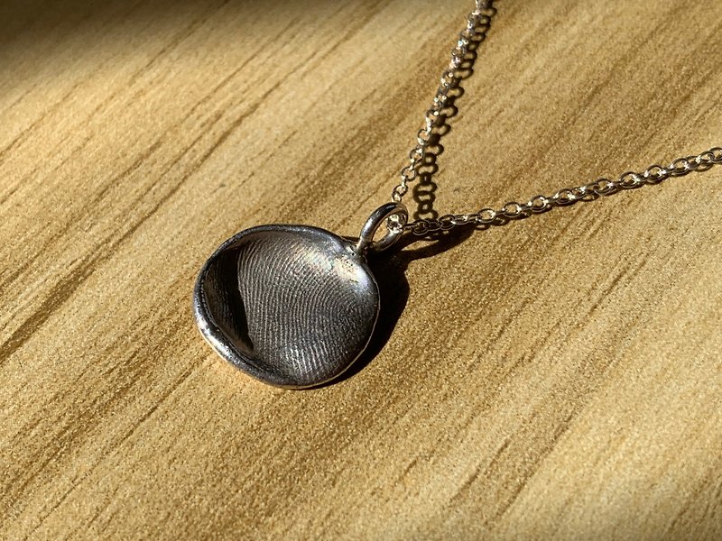// DIY Double Sided Fingerprint Sterling Silver Pendant // - NIHOWMA Exclusive Design - Necklaces - Sterling Silver Silver