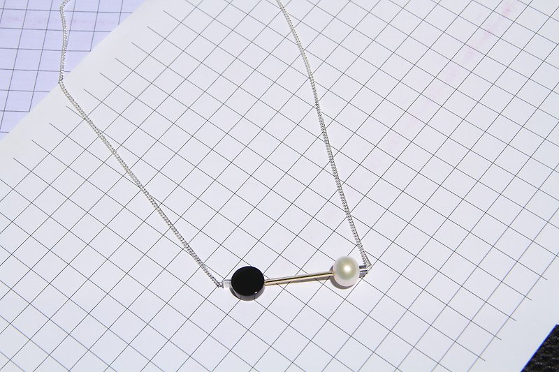 山水瑪瑙鎖骨チェーンの独立デザイナーによるオリジナルデザイン - ネックレス - 宝石 ブラック