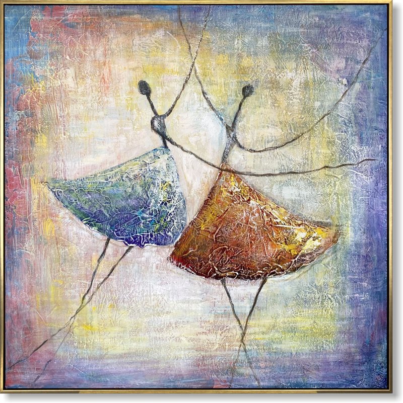 Ballerina Oil Painting Abstract Colorful Painting Figurative Abstract Art - 壁貼/牆壁裝飾 - 壓克力 多色