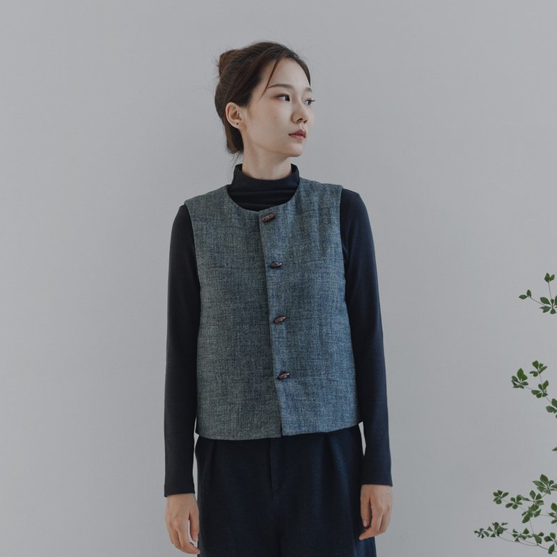 3M thinsulate thin section warm thick cloth cotton Linen vest vest CS190537 - Women's Vests - Cotton & Hemp Blue