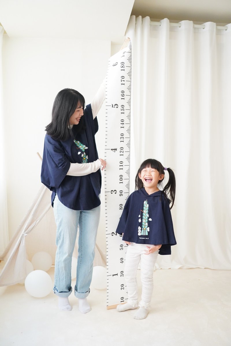 Mochi Rabbit 101-Thick poncho jacket (navy blue) - เสื้อแจ็คเก็ต - ผ้าฝ้าย/ผ้าลินิน สีน้ำเงิน