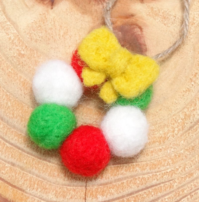 迷你球球聖誕花圈- 羊毛氈 "擺飾、聖誕交換禮物"(可客製化更改顏色) - 其他 - 羊毛 多色