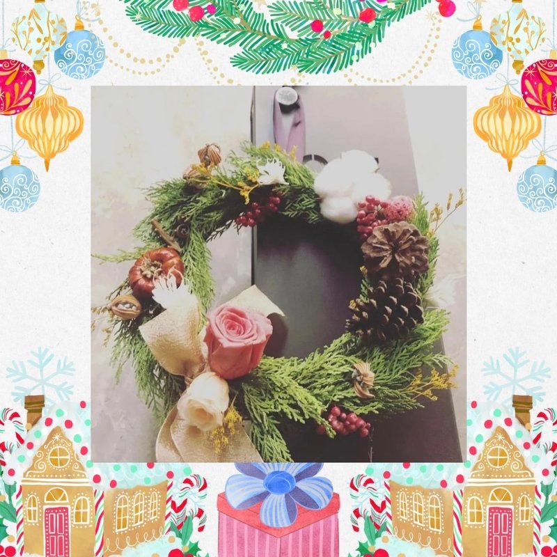 Christmas gift natural style Christmas wreath - ช่อดอกไม้แห้ง - พืช/ดอกไม้ สีเขียว