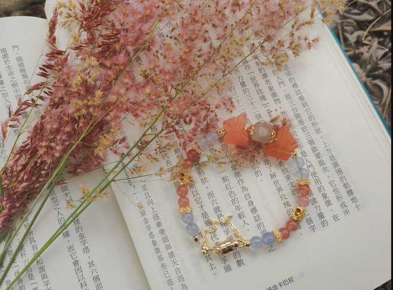 Bringing Autumn Feelings - Fine Southern Red Agate and Turkish Chalcedony - สร้อยข้อมือ - หยก 