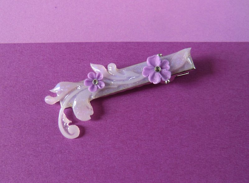 紫色の花UV樹脂ヘアクリップ - ヘアアクセサリー - アクリル パープル