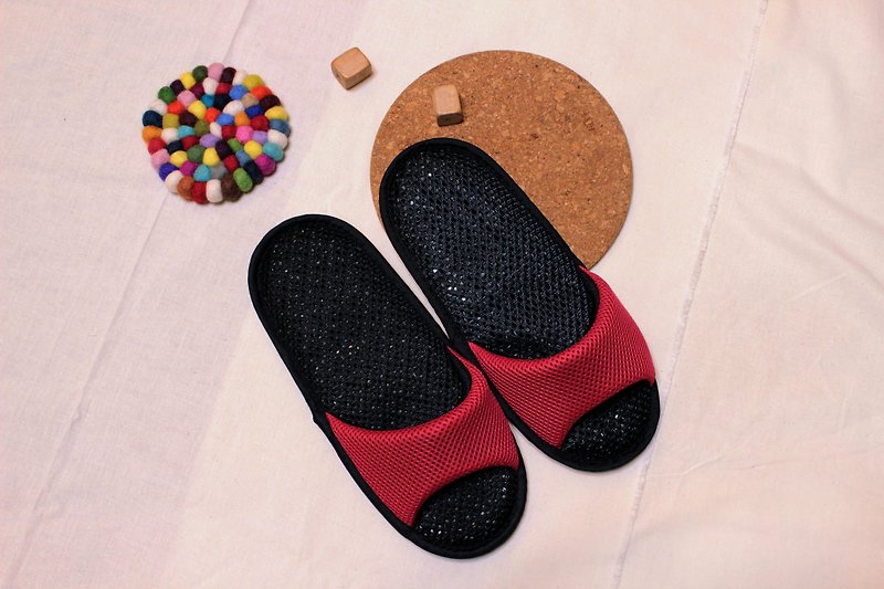 AC RABBIT Low Pressure Indoor Functional Air Cushion Slippers-Open Toe-Red Comfortable Decompression Original - รองเท้าแตะในบ้าน - เส้นใยสังเคราะห์ สีแดง