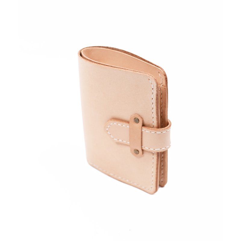 man. Vegetable tanned top layer cowhide 6 card short clip - Wallets - Genuine Leather Khaki