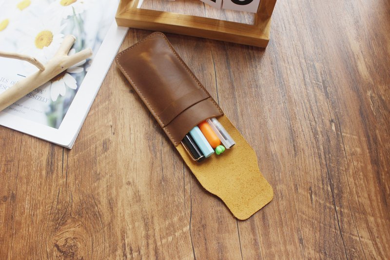 Pen Case Pen Case Pen Storage Bag Stationery Leather Pen Case Gift Pen Leather Case T03 - กล่องดินสอ/ถุงดินสอ - หนังแท้ สีเทา