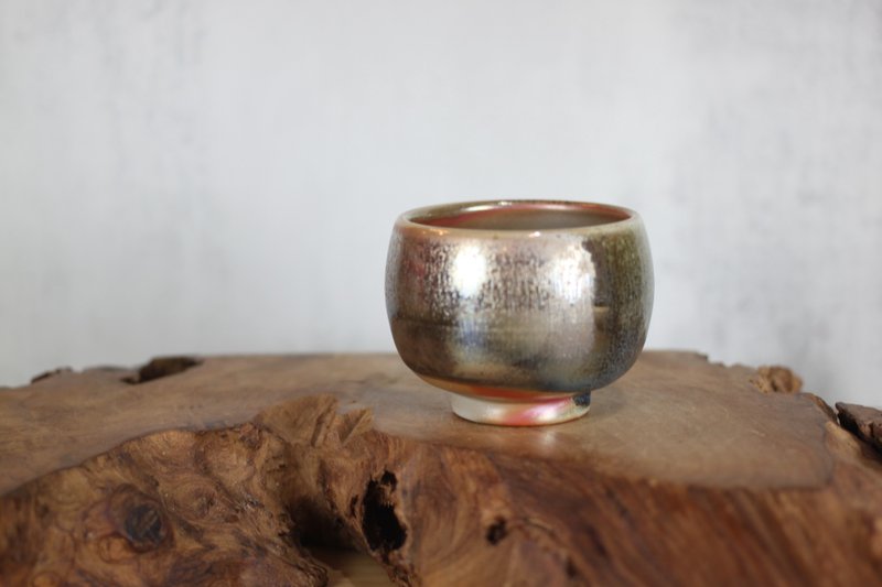[Good gift] 120ml wood-fired Tianmu glaze hand-thrown pottery teacup made by Ye Minxiang of Yingge - ถ้วย - เครื่องลายคราม 