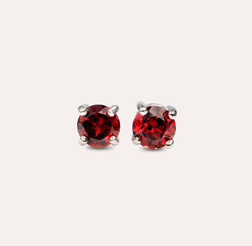 安珠 AND JEWEL 每天配戴的天然寶石 安珠 石榴石 紅色 圓形 5mm 耳環 經典系列 Round E 寶石銀飾 AND
