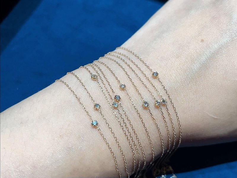 18K | Ultra-fine 5-point diamond bracelet | Bestie chain | Mother-daughter chain | Girlfriend chain - สร้อยข้อมือ - เพชร สีทอง