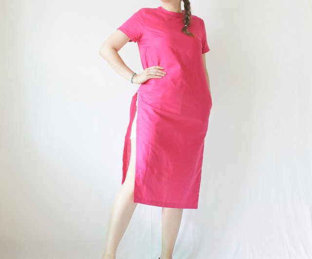 fuchsia pink summer dress