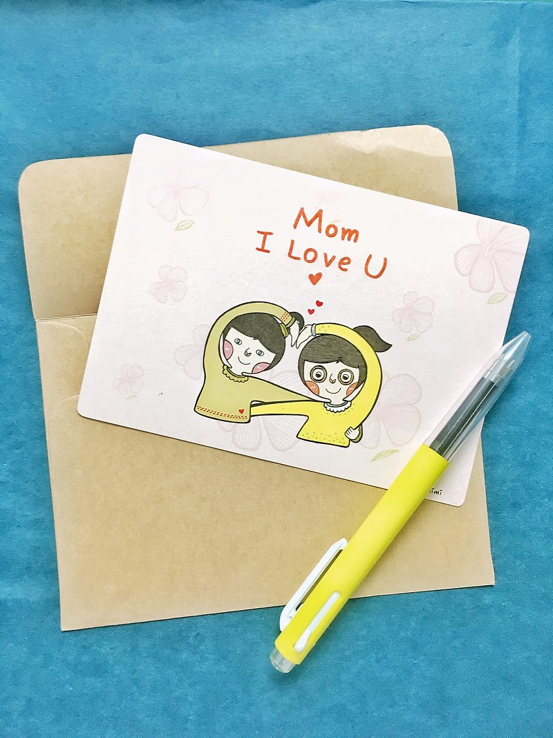 Handwritten Illustrated Postcard-Mon I Love You - การ์ด/โปสการ์ด - กระดาษ สึชมพู