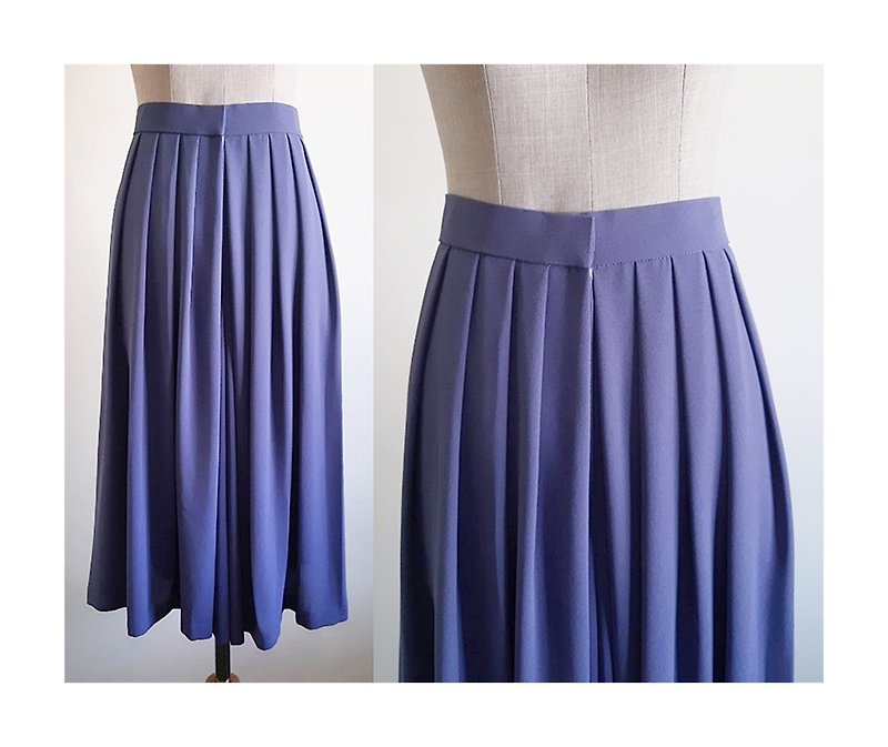 Vintage Purple Pleated Culottes - Women's Shorts - Polyester Purple