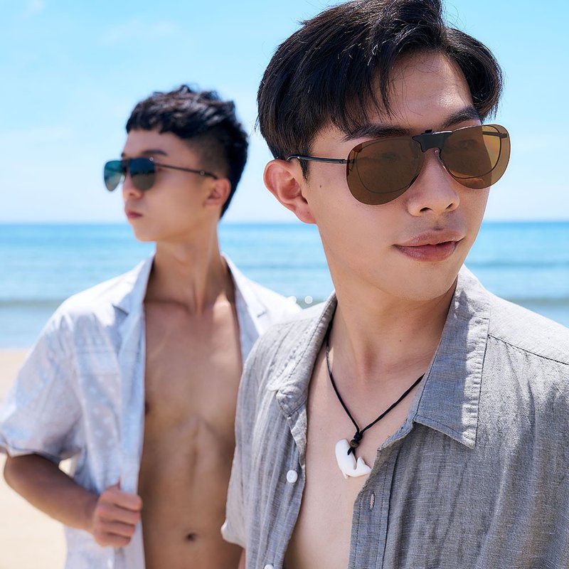 【ACEKA】飛官款琥珀棕磁吸式夾片(METRO 夾式系列) - 太陽眼鏡/墨鏡 - 其他材質 