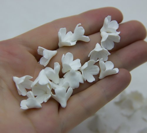 Pearl Lily flowers Beads, Polymer Clay Beads, Lily flowers 2-2.5cm