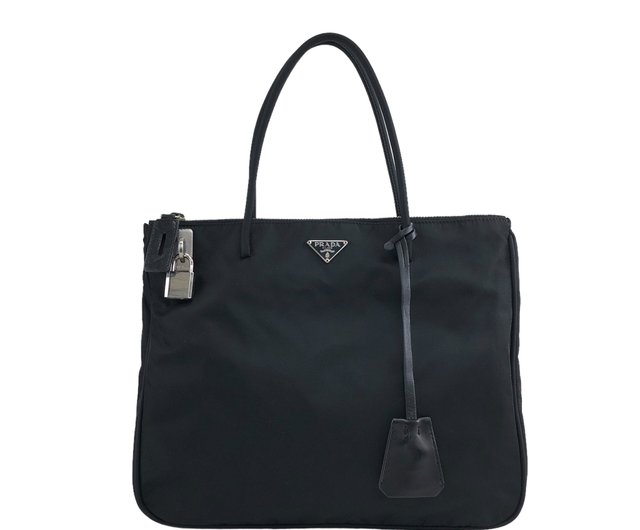 日本直送 名牌中古包 】PRADA プラダ ハンドバッグ ブラック ...