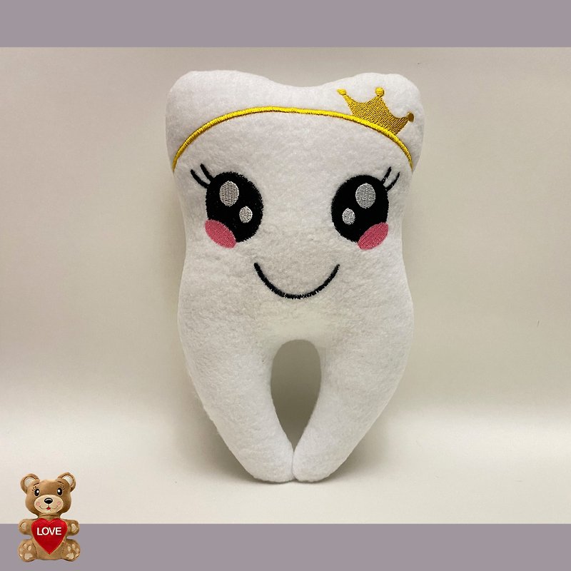 Personalised embroidery Plush Soft Toy Tooth - ตุ๊กตา - โลหะ ขาว