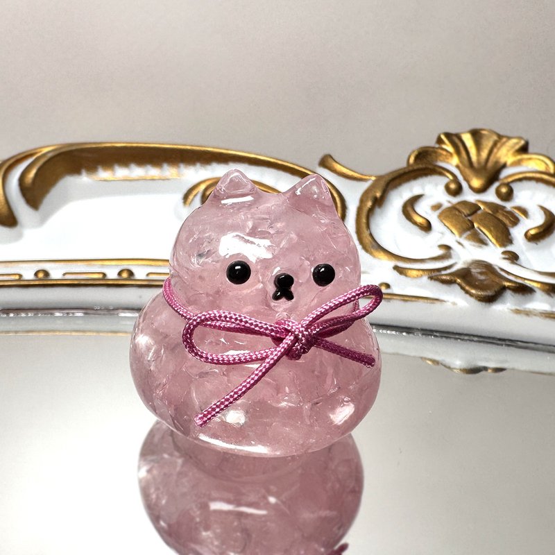 Natural pink Stone ornaments|Pink crystal mirror cake kitten style 03|かがみもち - Other - Crystal Pink