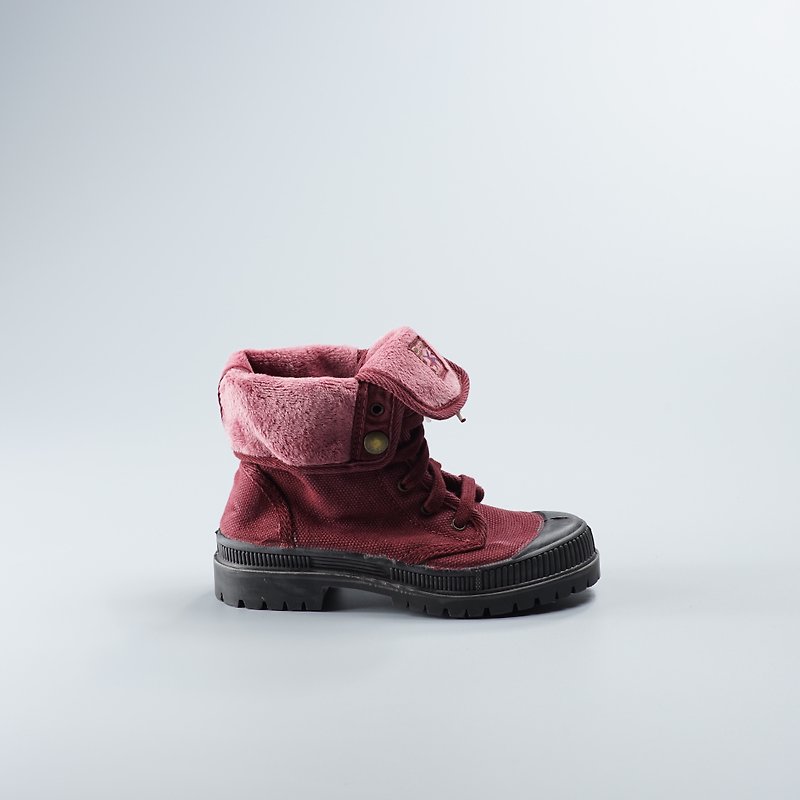 スペインのキャンバスの靴の冬の毛のダークレッドブラックヘッド古い洗濯860777子供の靴のサイズ - キッズシューズ - コットン・麻 レッド