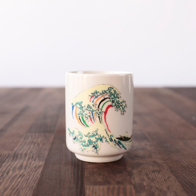 Hokusai warm teacup - ถ้วย - เครื่องลายคราม ขาว