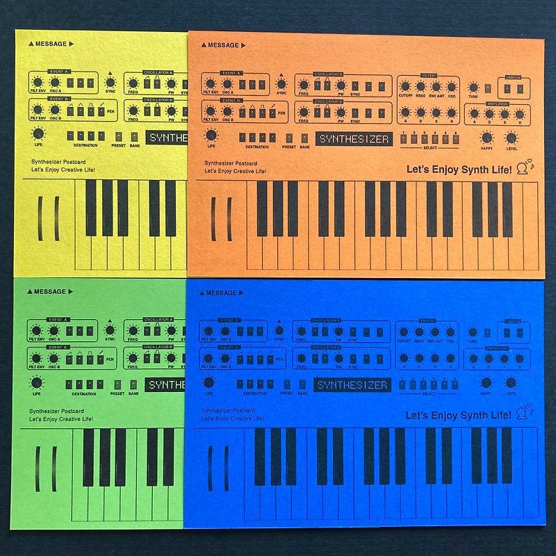 [Postcards] Synthesizer Postcard Set of 4 Vivid Tone Set - Cards & Postcards - Paper Multicolor