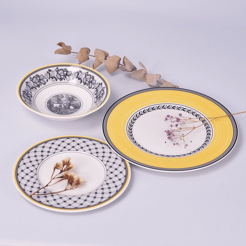 Audun Chasse Soup Bowl 9 1/2 inch - Plates & Trays - Porcelain Yellow