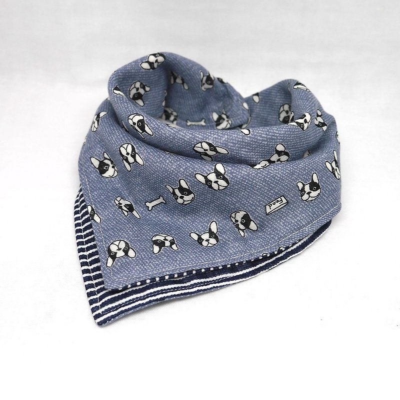 Japanese Handmade 6-layer-gauze Baby Bib - 口水肩/圍兜 - 棉．麻 藍色