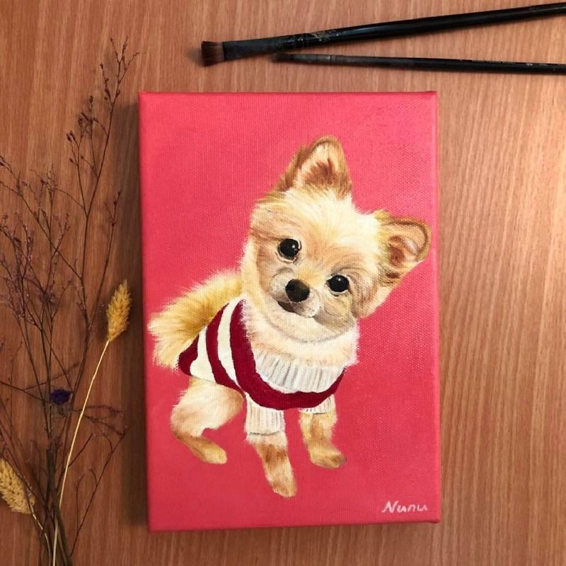 カスタムペットの絵犬の油絵 - 似顔絵 - 塗料 
