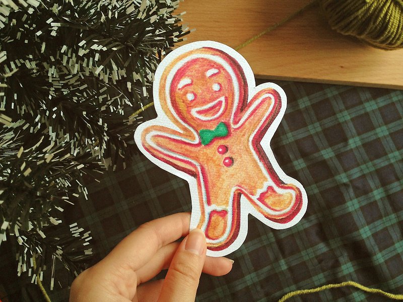 【聖誕限定】可愛薑餅人 聖誕卡 - 卡片/明信片 - 紙 紅色