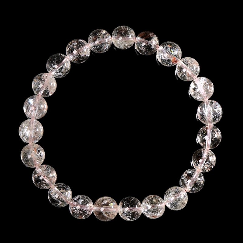【正佳珠寶】粉晶 粉阿賽微膠花 8.4-8.8mm 粉晶阿賽手珠 - 手鍊/手環 - 半寶石 多色