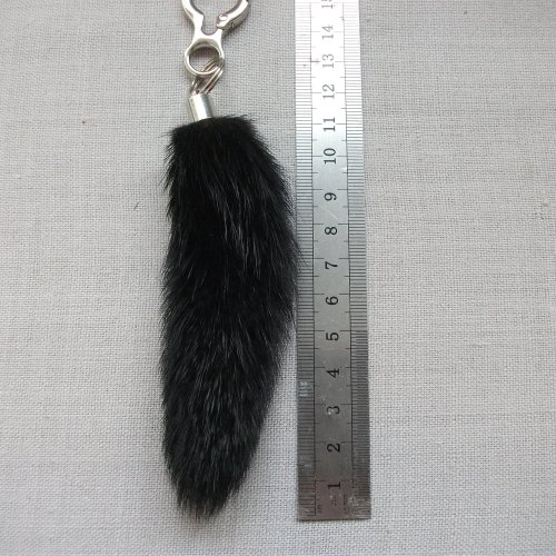 Pink mink tail keychain for keys or bags - Shop BROSHKI-KROSHKI